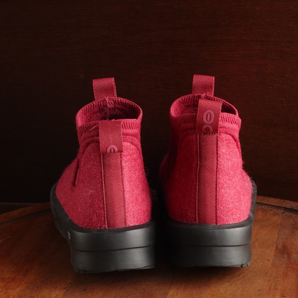 OOFOS Boot WMS SZ 7 Pink Red OOmega Londoner Wool Blend Comfort Recovery Chelsea - Picture 6 of 12